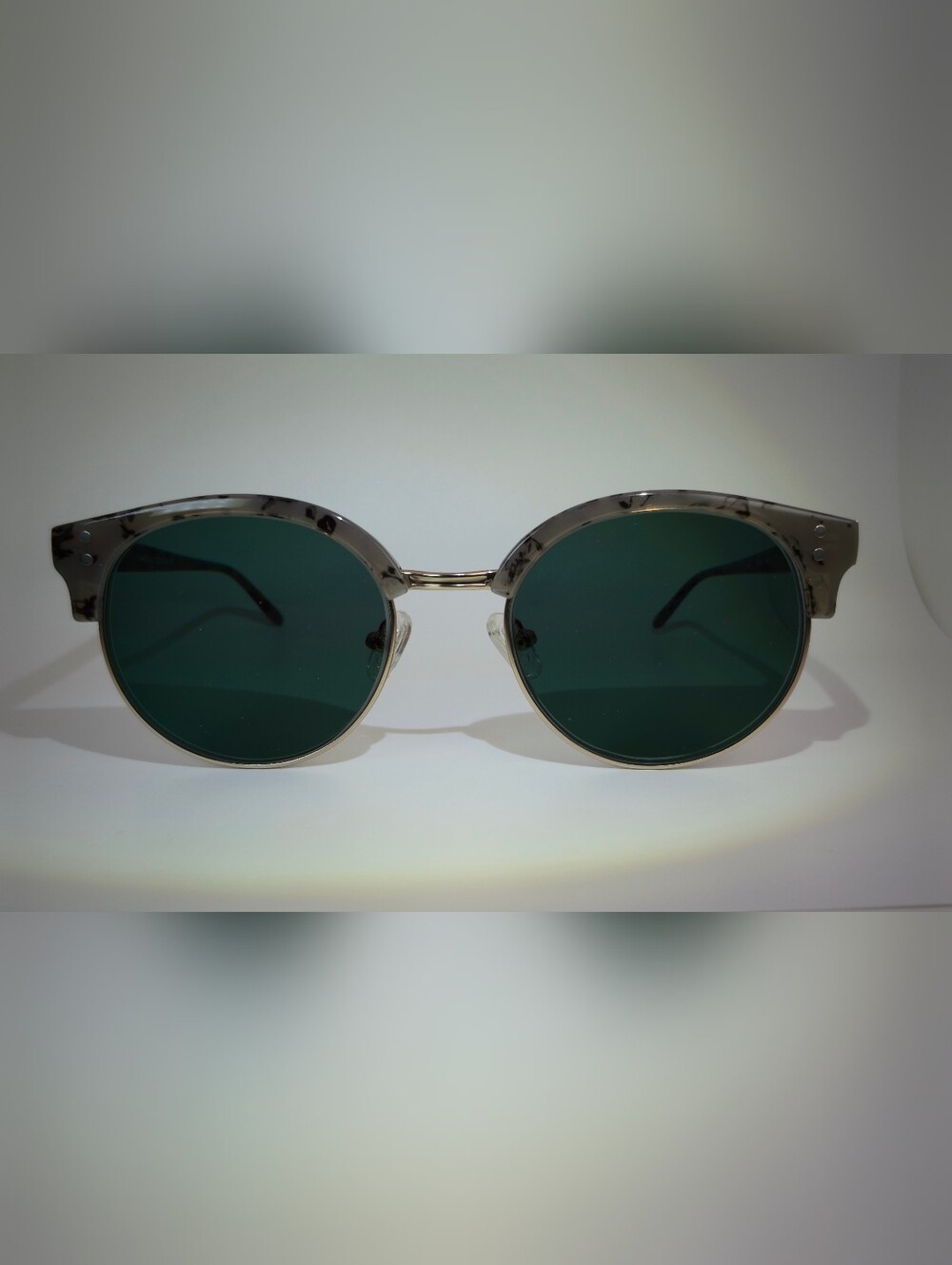 Samba Round Metal Grey Black Gold Browline Eyewear.